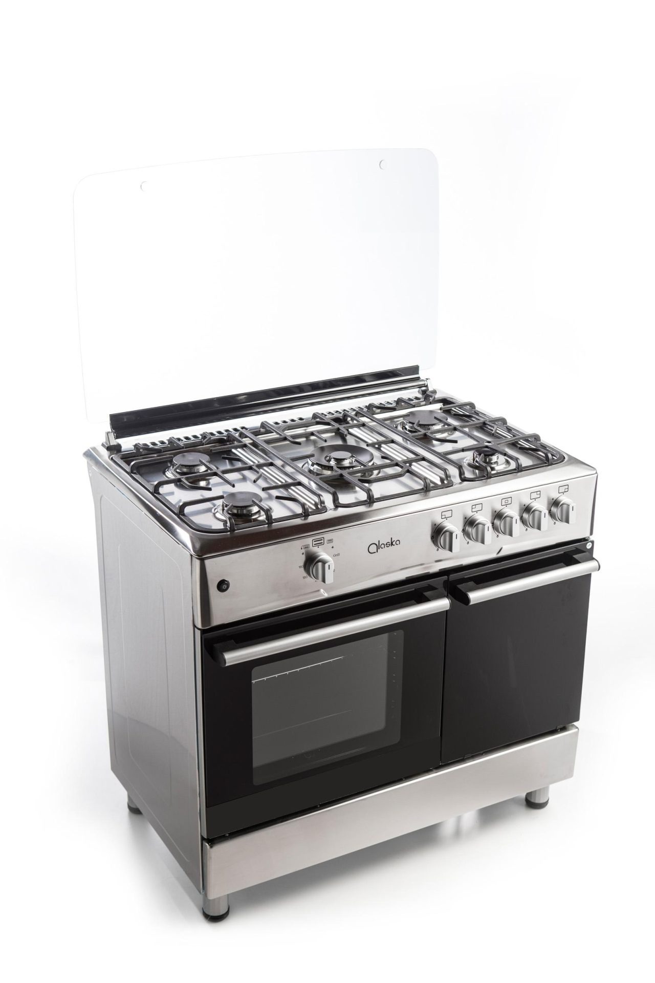 Cocina con portabombona, horno y grill a gas con termostato, AP 90V GFFX, INOX